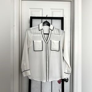 Express White with Black Piping Portofino Shirt from Express